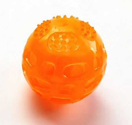 Waterproof squeak ball for dogs in orange